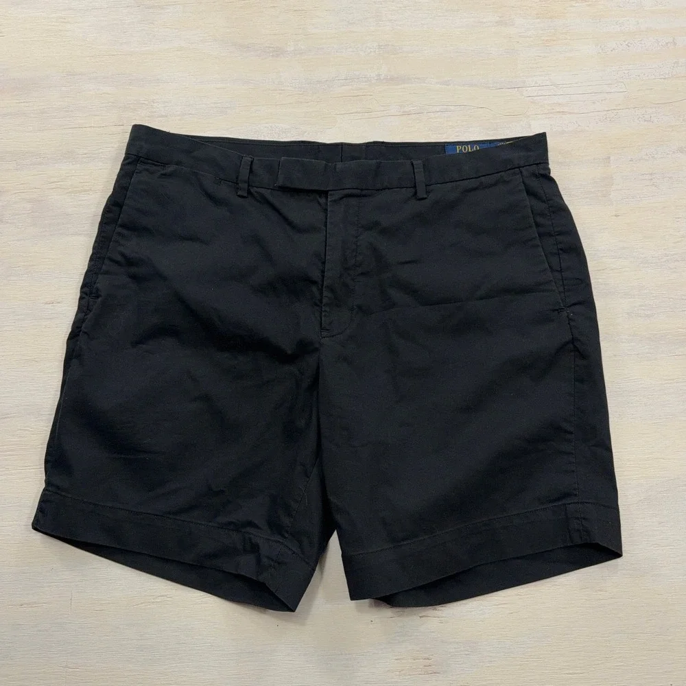 Polo Ralph Lauren Shorts Stretch Straight Fit 36 Chino Flat Front Navy Mens